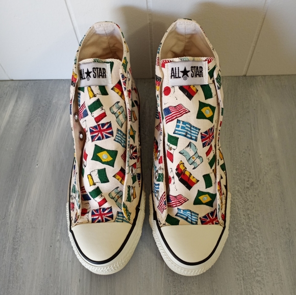 Vintage Converse All Star All Nations Flags World Peace Men's Size 5.5 - Picture 8 of 15